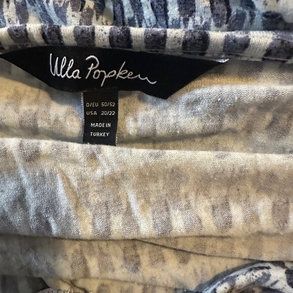 Ulla Popken v-neck short sleeve long plus size gray and white top size 20/22 - Picture 4 of 7